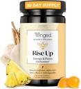 Winged Wellness Rise Up, Energy & Focus Gummies pour les femmes - Supplément de Gummy Brain Boost quotidien avec la caféine naturelle, Ashwagandha, B12, Nootropics Alpha-GPC et Lion - Ananas, 60 Gummies