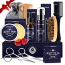 Lionmane Beard Care Cadeaux de Noël Kit pour les hommes, Mousquetons de moustache Kit-Baume de barbe, Laver les barbes, Huile de barbe, Brosse, Ciseaux, Cadeaux d'action de grâce anniversaire pour mari/Boyfriend/Papa/Him