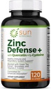 Zinc Defense+ avec Quercetin, Bromelain, L-Cysteine, EGCG (extrait de thé vert), Vitamines C, D3 et K2, 2 mois, 120 VCaps, non-OGM, sans gluten