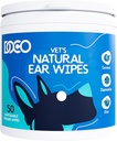 DOCO Nettoyeur d'oreille de chien Wipes Kit de nettoyage des doigts pour chiens et chats Eucalyptus, Camomille et Aloe Nettoyeur d'oreille de chat apaisant, désodorisant et aidant les oreilles démangeaisons (50 comte)