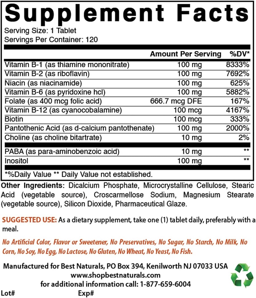 Meilleur complexe B-100 naturel et vitamine D3 5000 UI