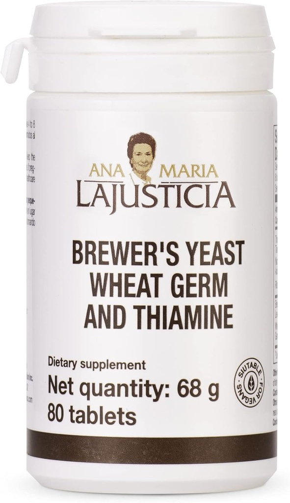 Ana Maria Lajusticia- BREWER'S Yeast - Source de vitamines, santé cardiaque et digestion saine - 20 jours Traitement Pack sans sucre et végétalien amical.
