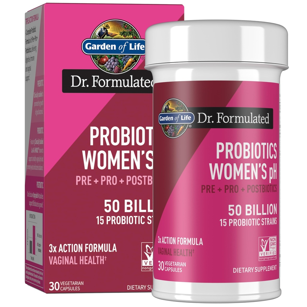 Garden of Life Dr Formulated Once Daily 3-in-1 Complete Prebiotics, Postbiotics & Probiotics for Women, PRE + PRO + POSTBIOTIC Supplement for Women’s Digestive, Immune & Vaginal Health, 30 Day Supply