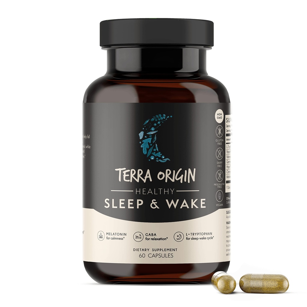 ORIGINE DE TERRA Sommeil et réveil en bonne santé Supplément d'aide au sommeil naturel pour les adultes Repos et Réveillez-vous Rafraîchis.