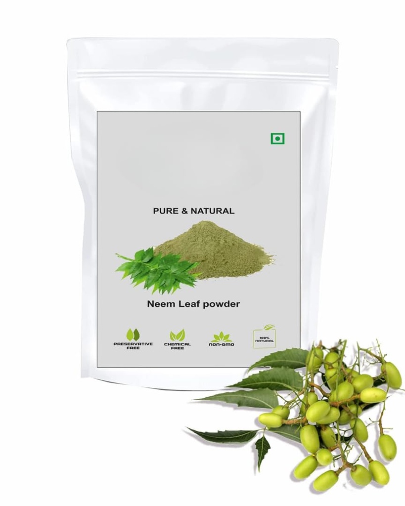 Pure Neem en poudre Feuilles pour manger et boire, la peau et les cheveux nutrition, déshydratation, le tonus de peau uniforme, l'acné, les boutons / l'écaillage et plus fort -200 Gram