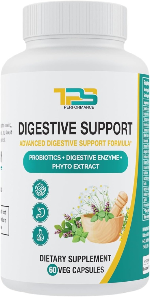 Capsules de soutien digestif : formule de soutien digestif avec probiotiques, enzymes digestives et extrait de phytothérapie Santé Gut