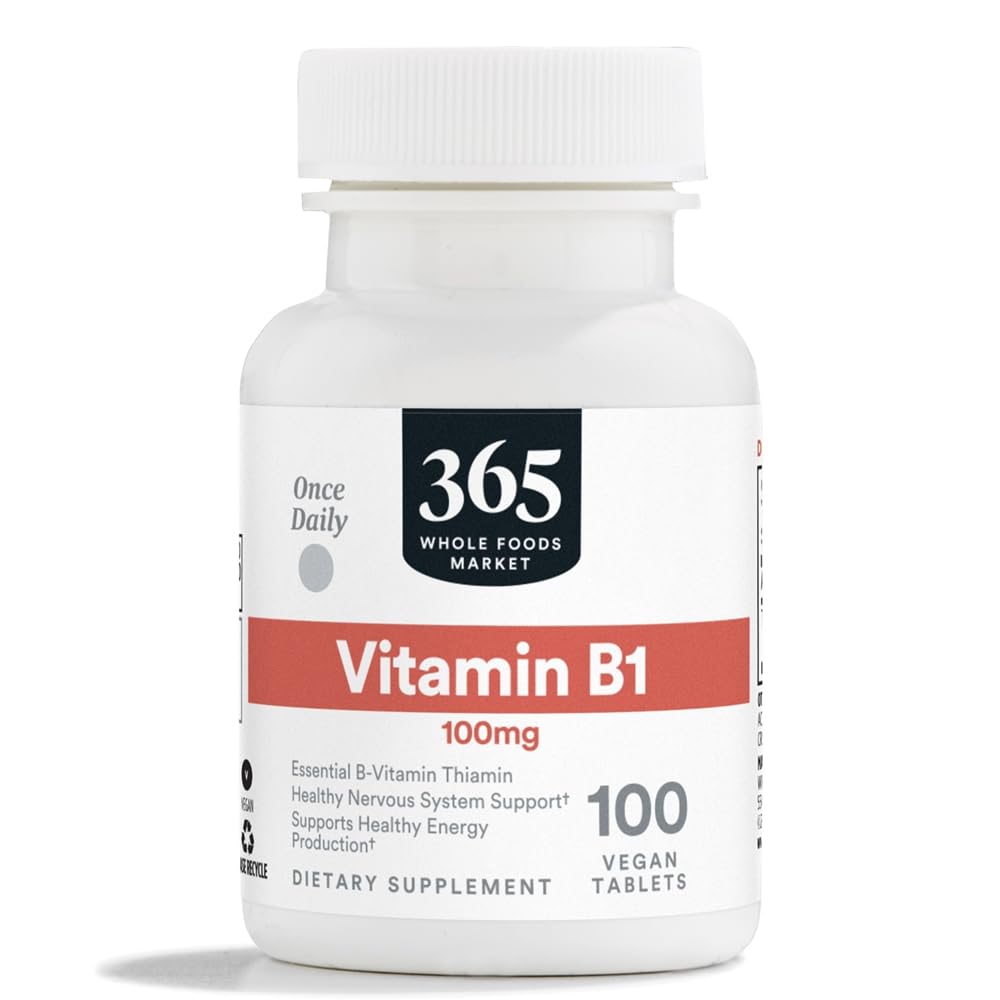 365 par marché des aliments entiers, vitamine B1 100mg, végétalien, 100 comprimés