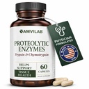 Enzymes protéolytiques - Trypsine et Chymotrypsine - Réduit l'œdème et l'inflammation due aux lésions tissulaires - Soutient la santé digestif, tissulaire et immunitaire - Boost de récupération - Supplément diététique -60 capsules