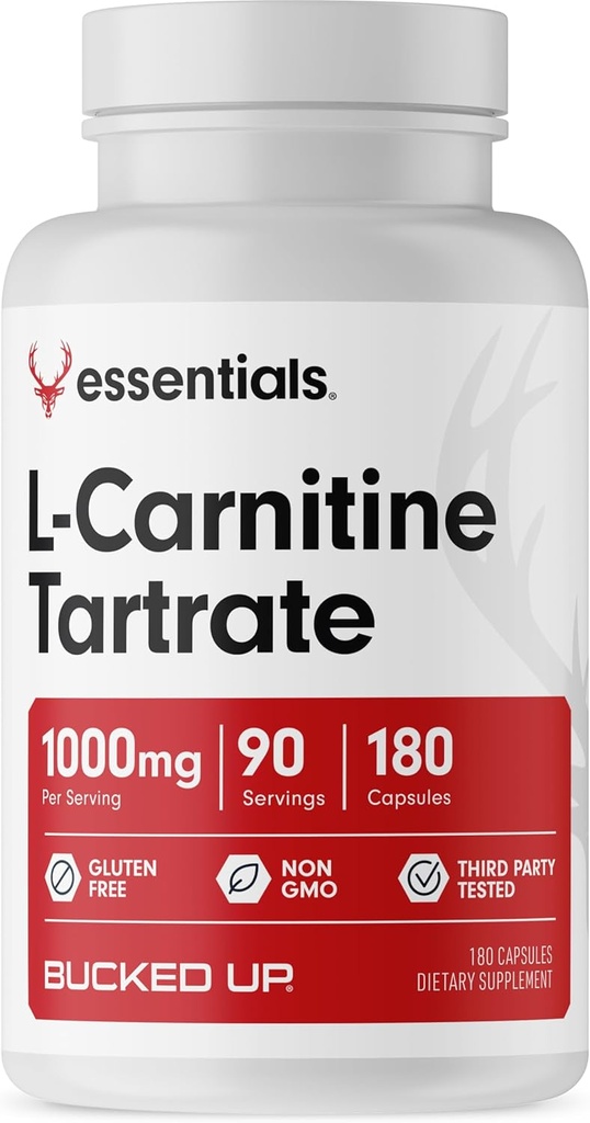 Tartrate L-Carnitine bouclé 1000mg, Essentiels (90 portions, 180 capsules)