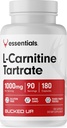 Tartrate L-Carnitine bouclé 1000mg, Essentiels (90 portions, 180 capsules)