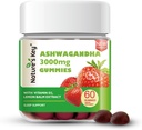 Nature's Key Upgraded 2.0 Ashwagandha Gummies, 3000mg Supplément extra puissance Ashwagandha avec vitamine D2, baume de citron, et poivre noir, pour le soulagement du stress et un bon sommeil (60 comte, paquet de 1)