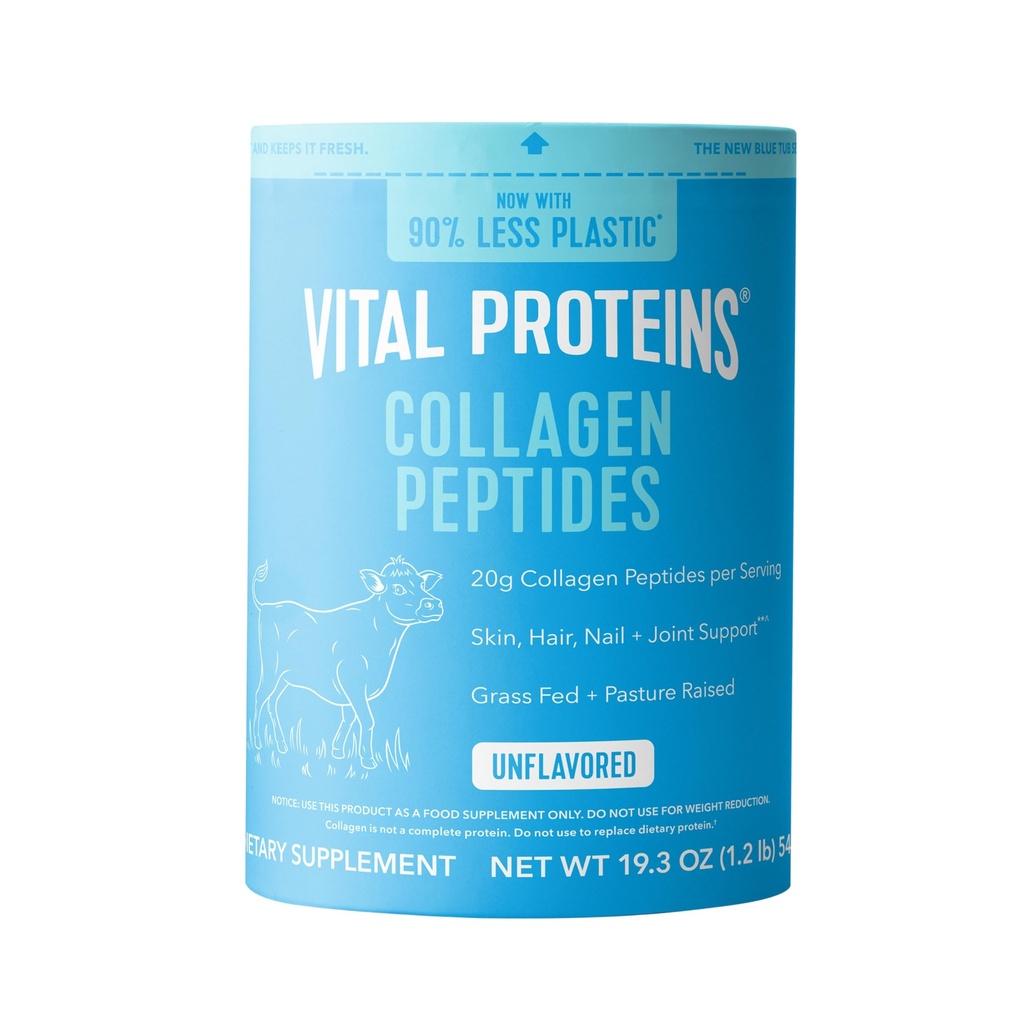 Protéines vitales Poudre de peptides de collagène - Peptides de collagène à l'herbe pour les cheveux, les ongles, la peau, les os et la santé articulaire, non aromatisés, 27 portions