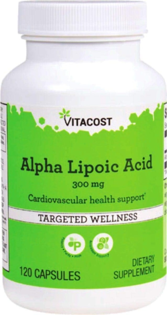 Acide alpha lipoïque Vitacost - 300 mg - 120 gélules