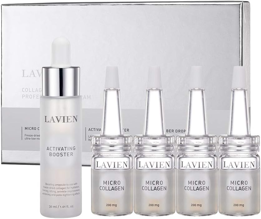 LAVIEN Collagen Professional Program - Ensemble de soins, Micro collagène et Booster d'activation - Céramide, Elastine et acide hyaluronique, adapté à la peau grasse - Bouteille Booster de 30 ml, 4-200 mg
