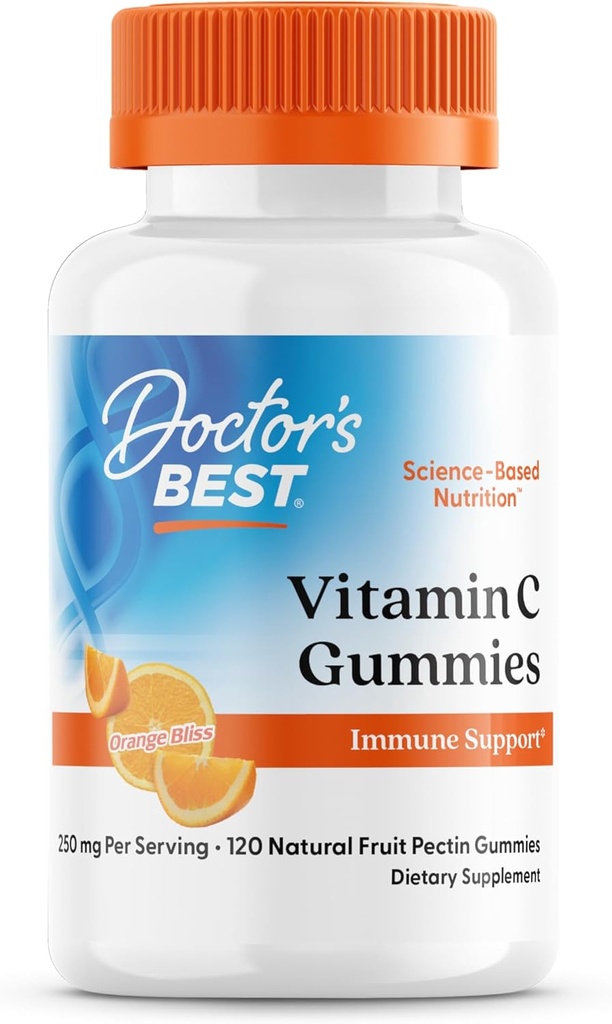 Meilleur du docteur, Vitamine C Gommies 250mg par Servant Grand Dégustation Immune Cerveau Yeux Coeur Circulation Antioxydant Soutien Pectine Vegan naturel sans gluten CT, Fruit, 120 Compte