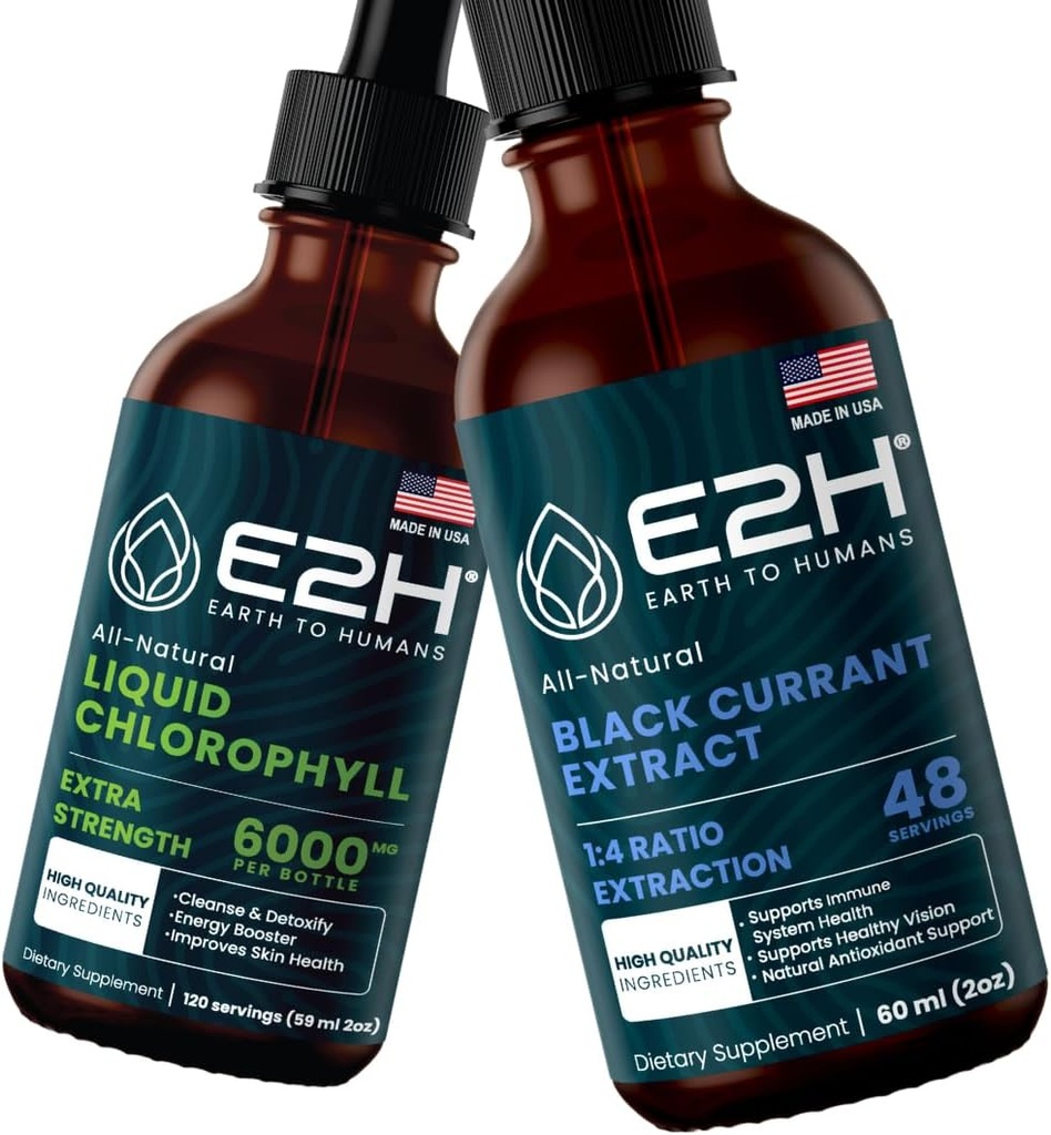 E2H: Chlorophylle liquide et extrait naturel de cassis noir