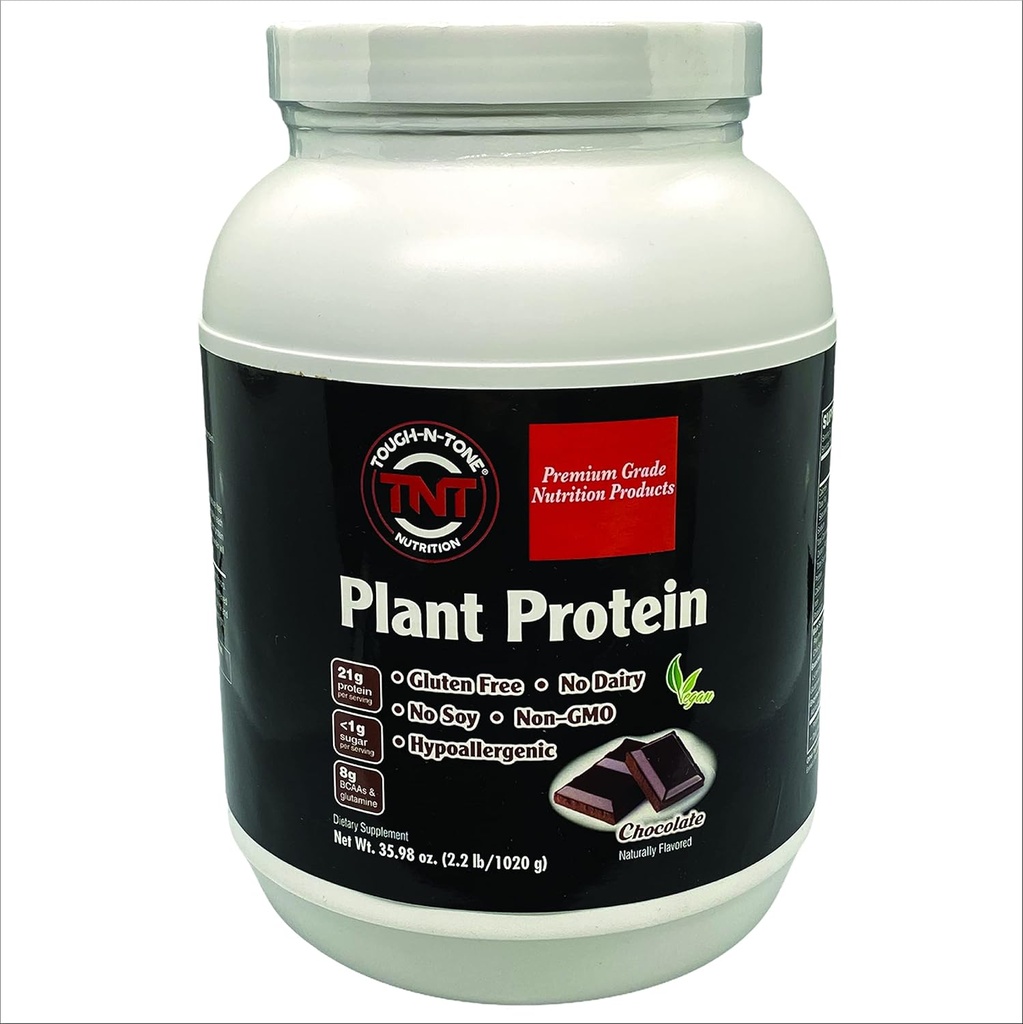 TOUGH-N-TONE Protéine végétale de qualité supérieure un délicieux végétalien au chocolat Shake, pois, canneberges, chia et Sacha inchi, Omega-3 EFA, végétaliens et végétariens non Lait no Blé no Gluten no Soy