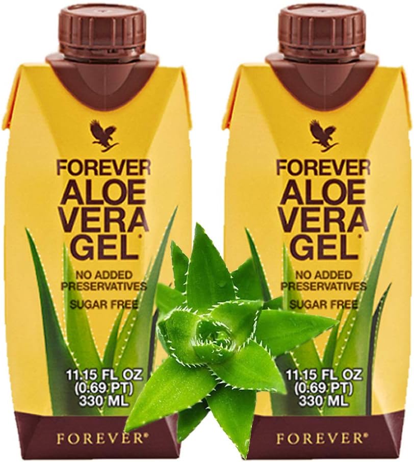 Forever Living Aloe Vera Gel® Minis (330mL/11.15oz chacun) 99,7 % Pure Inner Leaf Aloe Vera Gel, aucun conservateur ajouté. Sans gluten (paquet de 2)