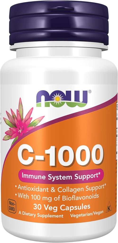 MAINTENANT compléments alimentaires, vitamine C-1 000 avec HIPS Rose et bioflavonoïdes, protection antioxydante*, 30 gélules
