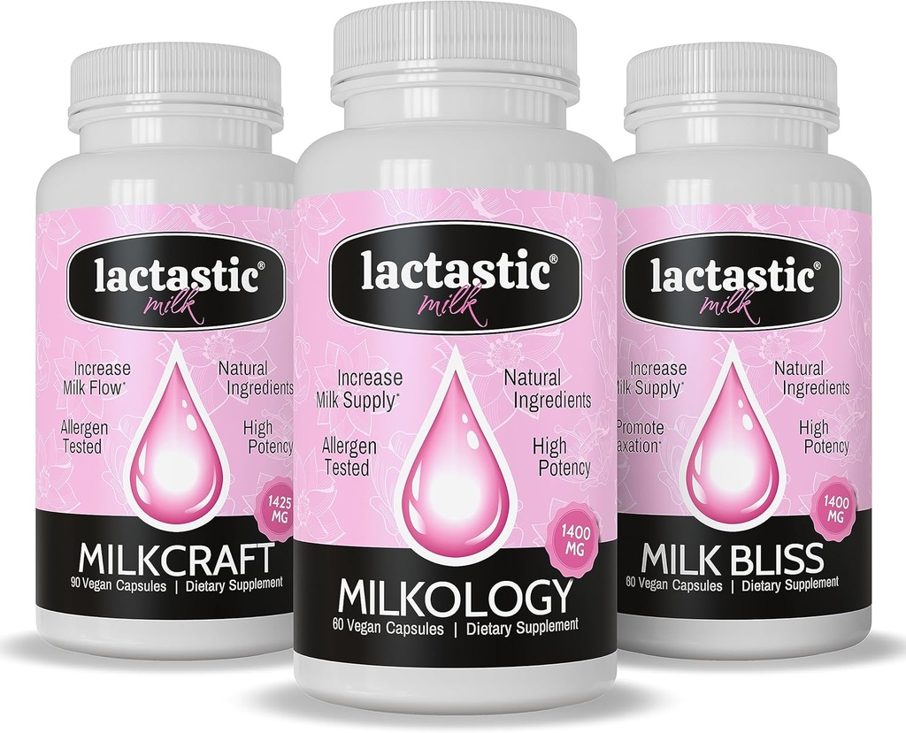 Lactastic® Perfect Start Bundle - Suppléments de la lactation biologique haute puissance - Laitologie, Laiterie et Lait Bliss - 210 Capsules végétaliennes