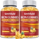 2 Pack Vegan 80MG Gommies supplémentaires en fer pour les femmes et les hommes - Vitamine A, C, B pour les adultes et les enfants - Blood & Builder & Energy Support for Iron Deficiency, Anemia, 120 comtes ananas Flameurs