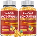 2 Pack Vegan 80MG Gommies supplémentaires en fer pour les femmes et les hommes - Vitamine A, C, B pour les adultes et les enfants - Blood & Builder & Energy Support for Iron Deficiency, Anemia, 120 comtes ananas Flameurs