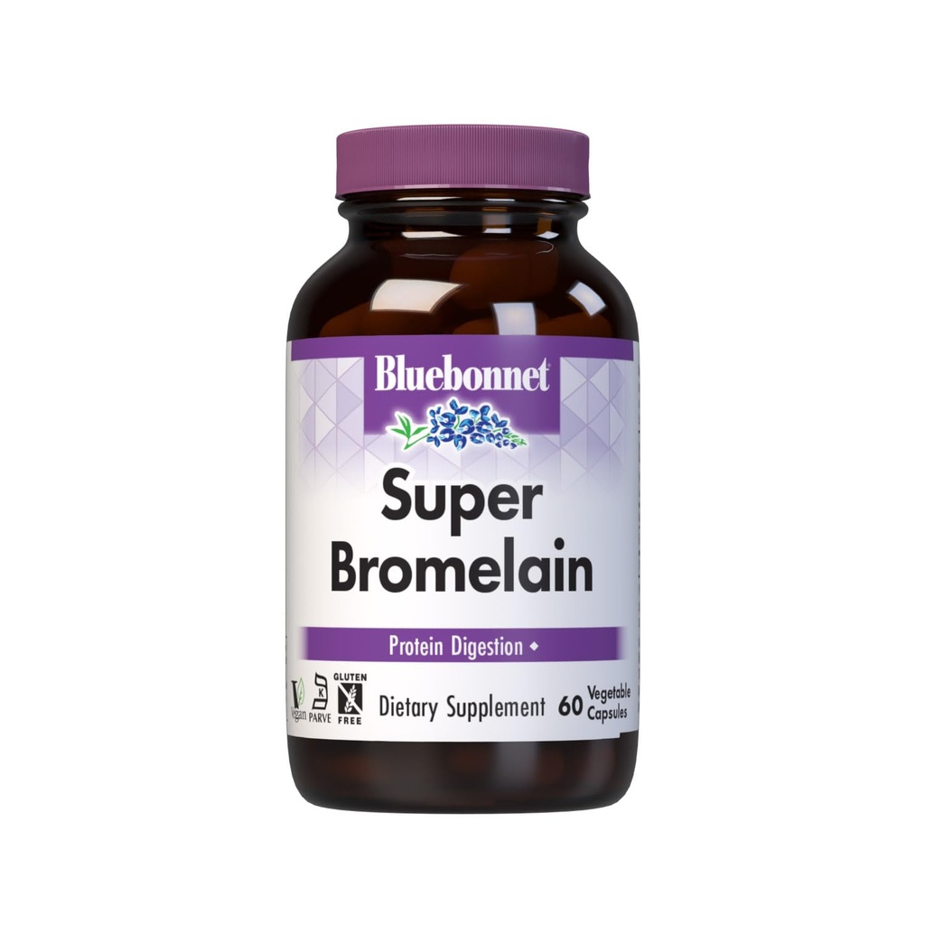 BlueBonnet Super Bromelain Capsules végétariennes, 500 mg, 60 Nombre