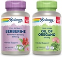 SOLARAY Berberine and Oil of Oregano Bundle - Berberine HCl from Indian Barberry Plus Oregano Oil Supplement for Powerful Wellness Support - 100 VegCaps/120 Softgels