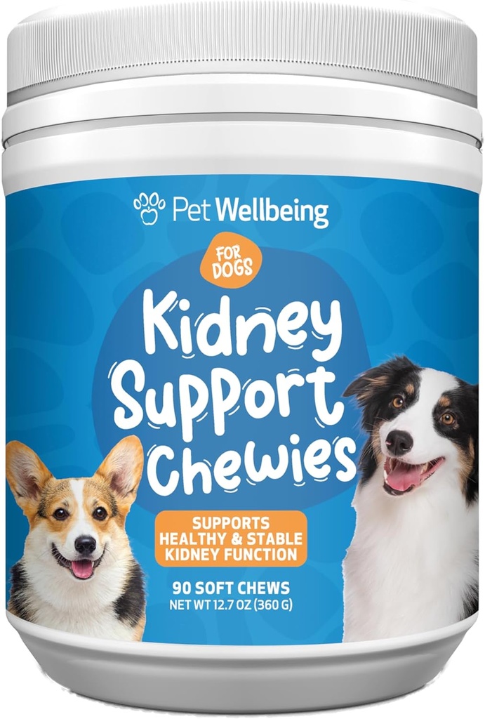 Animaux de compagnie Bien-être Rein Support Chewies for Dogs - Vet-Formulated - Soutient la fonction Rein (Renal) saine et stable, l'équilibre fluidique normal et les niveaux d'énergie, Rehmannia, Astragalus - 90 Chews doux