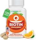 Kids Biotin 5000mcg Comprimés à croquer" Taste Biotin Supplément végétalien, non OGM, croissance des cheveux, peau et ongles