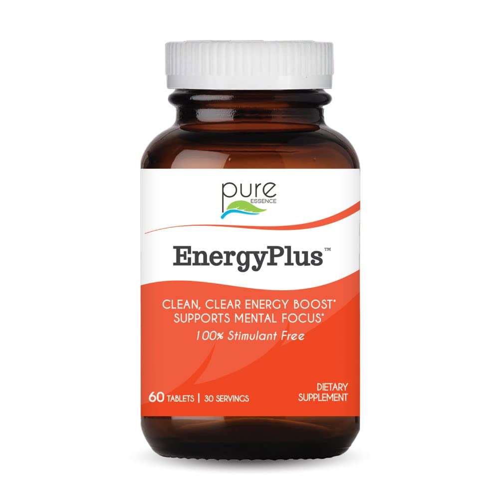 Energy Plus by Pure Essence - Sans caféine, tout supplément naturel à base de plantes et focus - Smooth, No Jitters No Crash - 60 comprimés