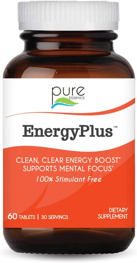 Energy Plus by Pure Essence - Sans caféine, tout supplément naturel à base de plantes et focus - Smooth, No Jitters No Crash - 60 comprimés