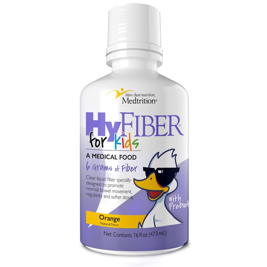 Medtrition Fibre liquide HyFiber pour les enfants dans une seule cuillère à soupe, soutient la régularité et les tabourets plus doux, prébiotiques FOS pour la santé Gut, 6 Grams de fibre, 32 portions par bouteille