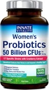 Probiotiques de vitalité innée pour les femmes, 50 milliards d'UFC, 17 souches prouvées, 60 capsules de légumes, formule avec prébiotiques et extrait de canneberge, non OGM, soutient la santé vaginale, digestive et immunitaire