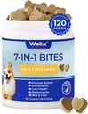 Wellix Vitamines et suppléments pour chiens - Multivitamines à croquer pour chiens, peau et manteau, support de mobilité, supplément pour hanche et articulations, système immunitaire et santé globale(120 Chews)