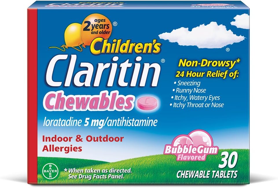 Claritin 24 heures d'allergie Chewables pour les enfants, non somnolent allergie secours, 30 comte