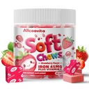 Supplément en fer doux à mâcher avec vitamine C. Fraise aromatisée.
