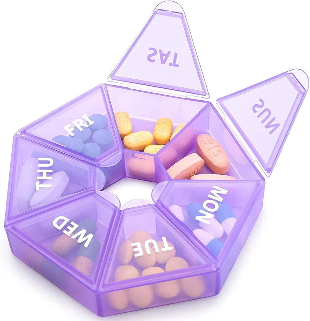 Organisateur hebdomadaire Grande boîte à pilules de 7 jours Organisateur Daily Medicine Case for Vitamine Fish Oil Pills Suppléments Arthrite Friendly