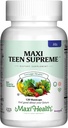 Maxi Health Multivitamine pour lui – Garçons Vitamines pour les 12-17 ans Adolescents Suprêmes – Hommes Multivitamine pour l'énergie, le boost immunitaire, le corps et le cerveau comprend D3, fer, calcium, enzymes digestives (120 comte)