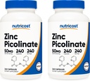 Nutricost Picolinate de zinc 50mg, 240 Capsules végétariennes (2 bouteilles) - Sans gluten et sans OGM