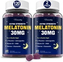 Mélatonine Gummies 30mg pour les adultes: supplément de mélatonine de force maximale avec L-Theanine, Ashwagandha, MSM, vitamine D3 et zinc - non-Habit formant, pour le repos cycle, zzz profonds, naturel mélange saveur de baies