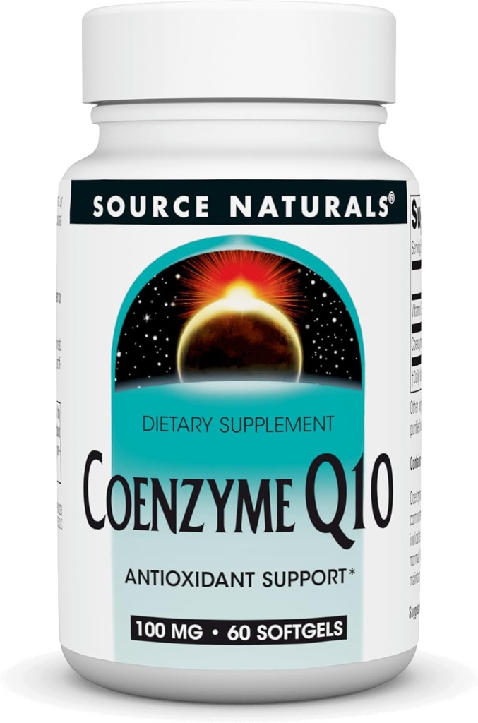 Source Naturals Coenzyme Q10 Support antioxydant 100 mg pour le coeur, le cerveau, l'immunité et le foie - 60 Softgels
