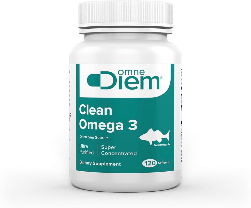 Omne Diem Clean Omega 3 – 1020mg, 120 softgel Capsules – Fish Oil Dietary Supplement with Omega-3 Fatty Acids: EPA & DHA