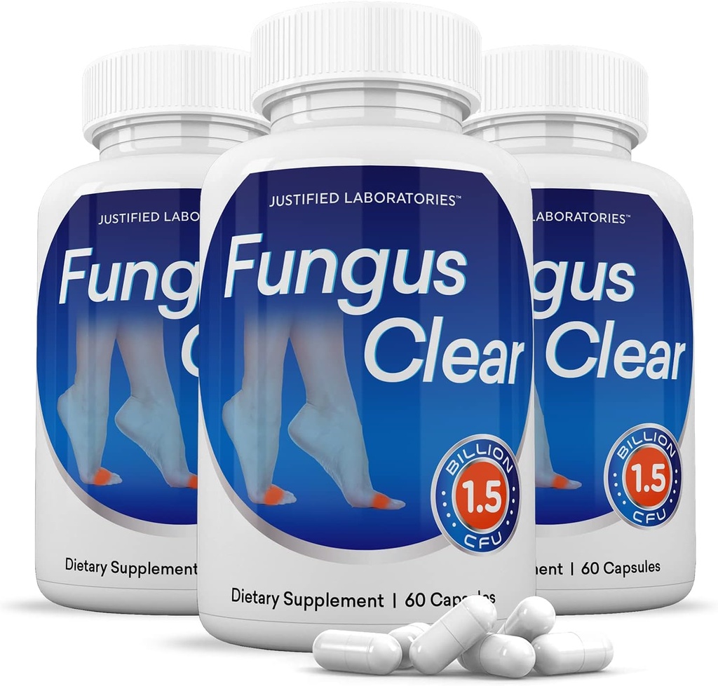 Justified Laboratories (3 Pack) Fungus Clear 1.5 Billion CFU Probiotic Pills 180 Capsules