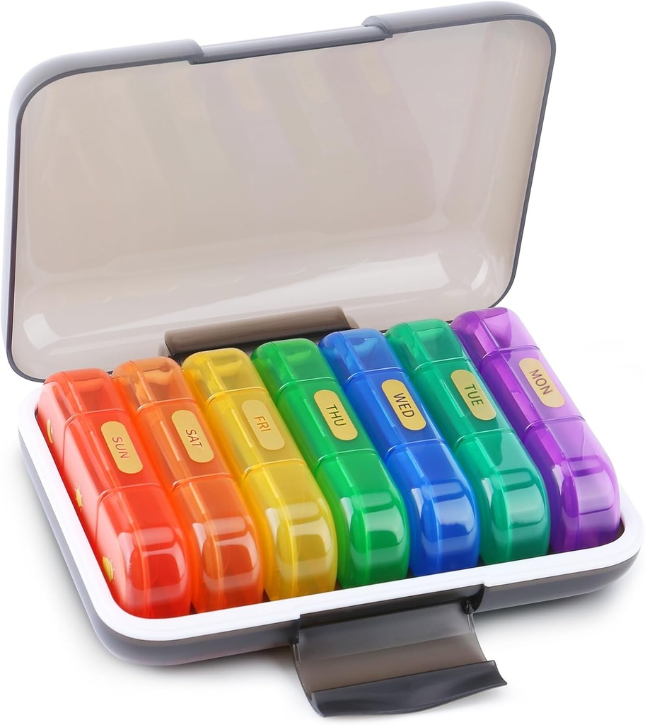 YUSHAN Travel Pill Organizer 3 Times a Day Weekly, Pill Box Contains 7 Cute Medicine Organizer, Premium Material & BPA-Free Pill Case to Storage Vitamins/Fish Oil/Supplements.