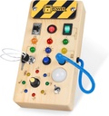 Hoarosall Montessori panneau en bois occupé avec 8 interrupteurs LED, jouets sensoriels Light Switch jouets de voyage pour 1+ an bébé et jeune fille