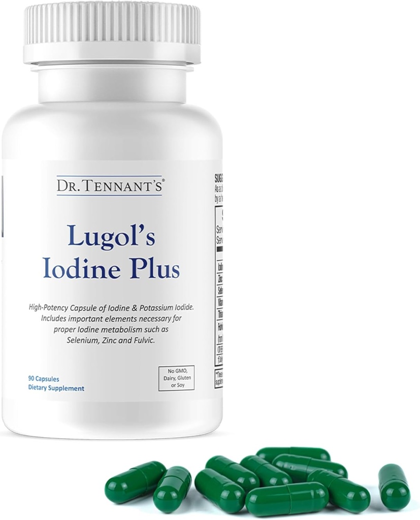 L'iode et l'iode de potassium du Dr Tennant avec les Co-Facteurs essentiels Sélénium, Zinc et Acide Fulvic soutient la santé de la thyroïde et du sein