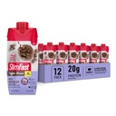 SlimFast Protein Shake, Nouveau chocolat au lait - 20g de protéines, substitut de repas Shake prêt à boire, haute protéine avec faible glucides et faible sucre, 24 vitamines et minéraux, 11 Fl Oz (paquet de 12)