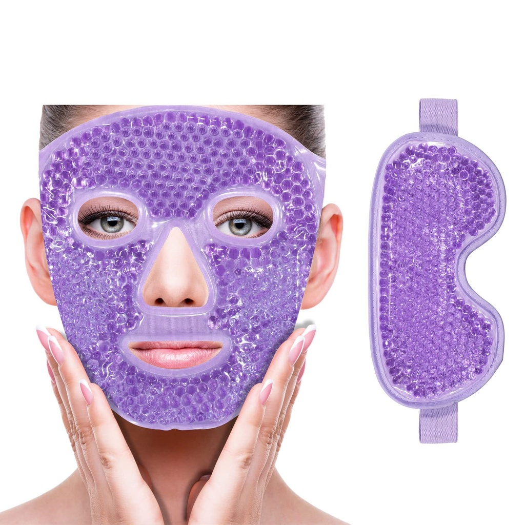 ZNÖCUETÖD Masque pour les yeux du visage de glace de refroidissement pour la réduction des puffines, des sacs sous les yeux, du sinus, de la rougeur, du soulagement de la douleur, des cercles noirs, de la migraine, de l'emballage chaud/froid avec le dos doux en peluche (Purple(1* Masque pour les yeux+1* Masque pour les yeux))