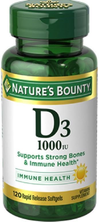 Nature's Bounty Vitamine D3 1000 UI Immune Santé, 120 Softgels (paquet de 12)